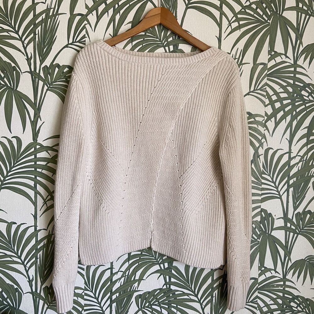 Kate Spade Split Front Chunky Knit Cotton Wool Pullover Sweater Medium